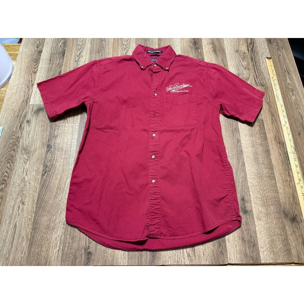 Devon & Jones Shirt M Button Up Red Leinenkugel Brewing Co. Chippewa Falls, WI